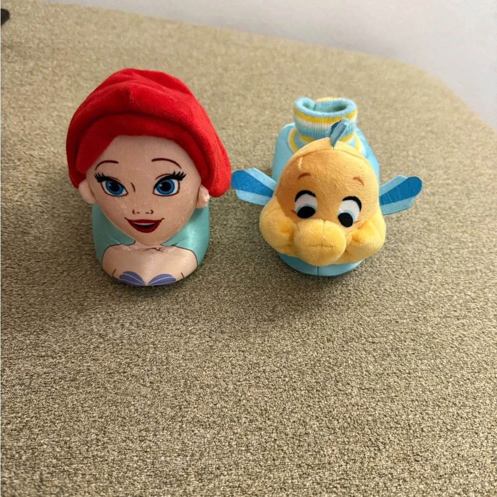 Disney Ariel and Flounder Kids Slippers - Red and Yellow Sz 9/10